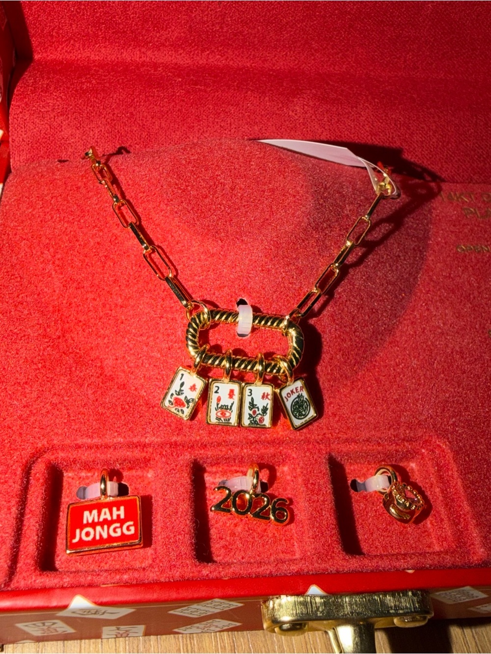 CHARMBAR Mahjong Tiles Charm Necklace 14k Gold Plated